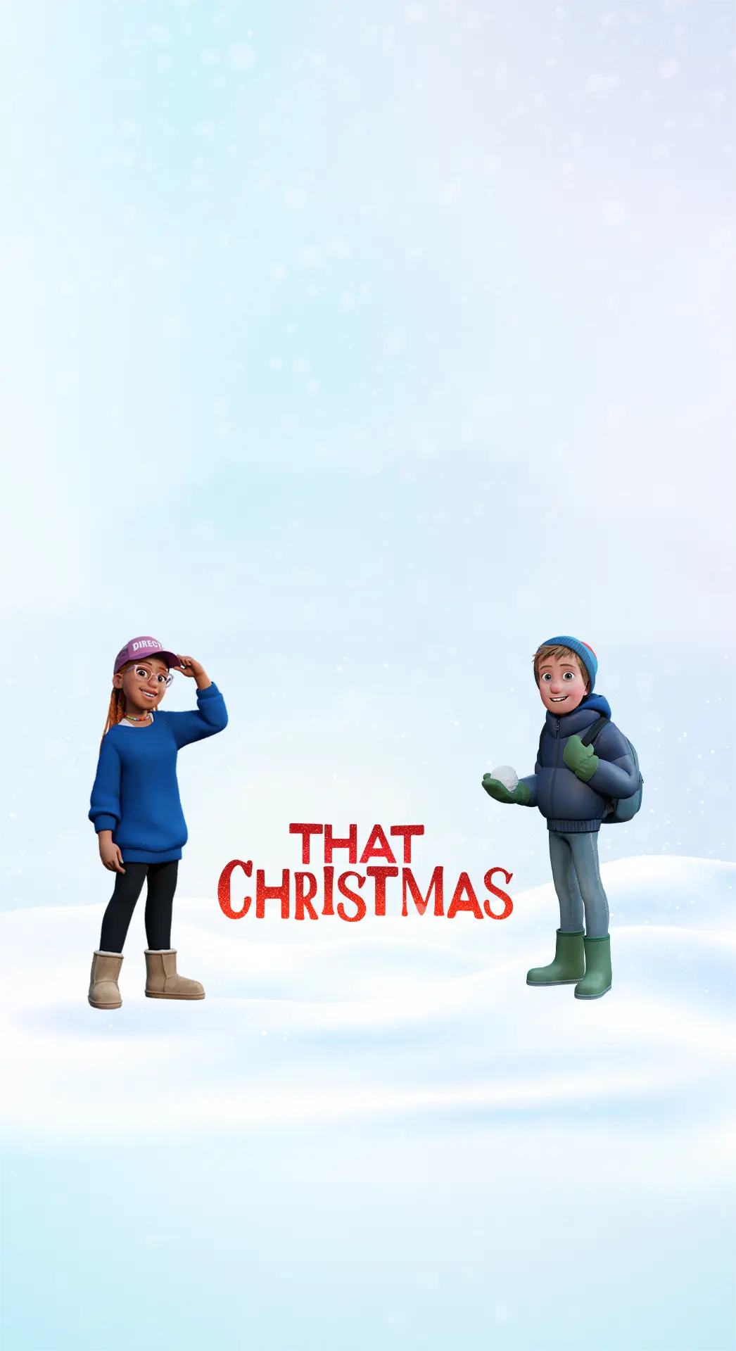 A snow background with two characters from the movie sit on either side of the text that reads: The competition is now closed!